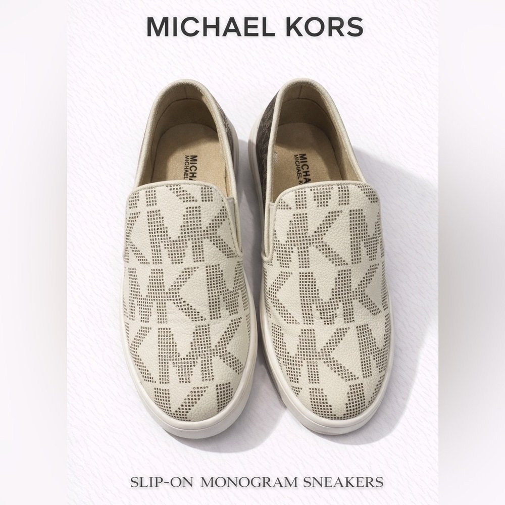 Michael Kors Kids Slip-On Sneakers Monogram Logo  Size 1 Kids